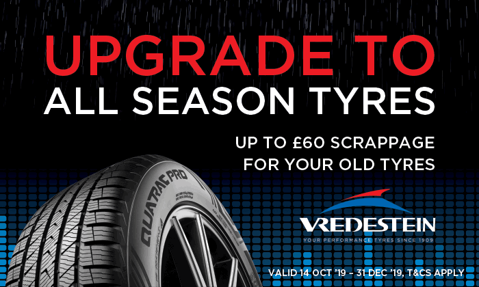Vredestein Tyres - All Season Scrappage Promotion Oct-Dec 2019
